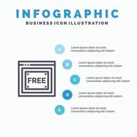 fri tillgång internet teknologi fri linje ikon med 5 steg presentation infographics bakgrund vektor