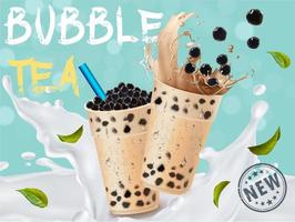 Bubble Milk Tea Splash Werbung vektor