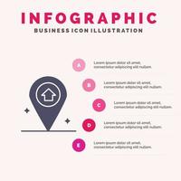 Karte Navigation Haus festes Symbol Infografiken 5 Schritte Präsentationshintergrund vektor