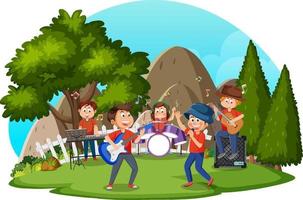 barn spelar musik på parkera vektor