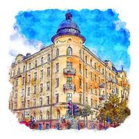 stockholm schweden aquarell skizze handgezeichnete illustration vektor