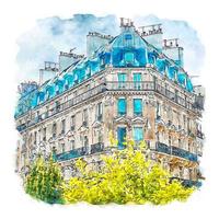 architektur frankreich aquarell skizze handgezeichnete illustration vektor