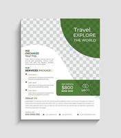 Reisegeschäftsplakat oder Flyer-Broschürendesign-Layoutraum für Fotohintergrund. Gelbe Reiseflyer-Designvorlage für Reisebüros vektor