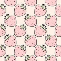 köstliche Erdbeere, nahtloses Muster auf pastellfarbenem Hintergrund. vektor
