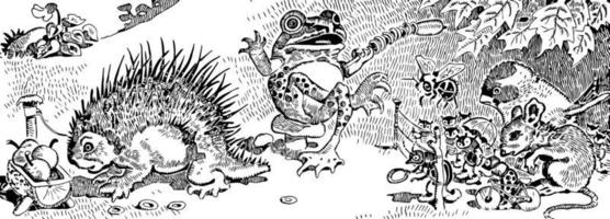 Frosch Geschichtenerzähler, Vintage Illustration vektor
