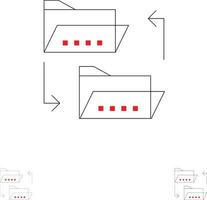 ordner dokument dateifreigabe teilen fette und dünne schwarze liniensymbole gesetzt vektor
