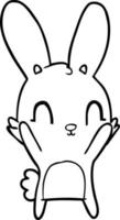 tecknad serie linje konst Lycklig kanin vektor