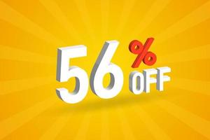 56 procent av 3d särskild PR kampanj design. 56 av 3d rabatt erbjudande för försäljning och marknadsföring. vektor