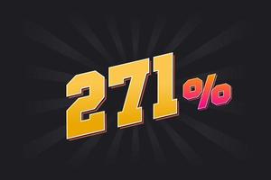 271 rabatt baner med mörk bakgrund och gul text. 271 procent försäljning PR design. vektor