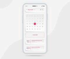 mobil app kalender planerare begrepp, utnämning kalender mall ui ux, smartphone kalender schema dagordning årlig planera möte Ansökan, kalender evenemang, aktivitet, händelse app, vektor telefon