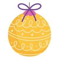 glad jul gul boll dekoration och firande ikon vektor