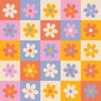 Hippie-Retro-Vintage-Blumen nahtloses Muster im Stil der 70er-80er Jahre. flache vektorillustration. vektor