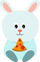 Hase mit Pizza, Illustration, Vektor auf weißem Hintergrund.