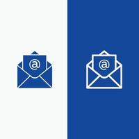 E-Mail-Post offene Linie und Glyphe solides Symbol blaues Banner Linie und Glyphe solides Symbol blaues Banner vektor