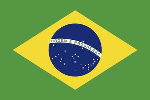 Brasilien flagga, officiell färger och andel. vektor illustration.