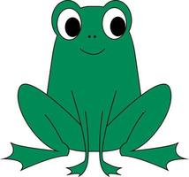 glücklicher grüner Frosch, Illustration, Vektor auf weißem Hintergrund.