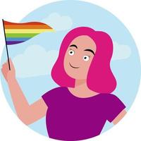 Mädchen mit LGBT-Flagge, Illustration, Vektor auf weißem Hintergrund