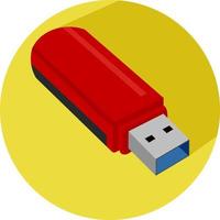 roter USB-Stick, Illustration, Vektor auf weißem Hintergrund