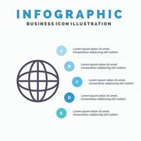 Weltkugel Internet Bildung Symbol Leitung mit 5 Schritten Präsentation Infografiken Hintergrund vektor