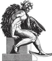 Sitzender Akt, Adamo Scultori, nach Michelangelo, 1585, Vintage-Illustration. vektor