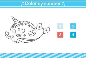 farbe nach anzahl von niedlichen animal.educational spiel geeignet für kinder und vorschule vektor
