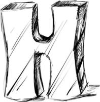 brev h, illustration, vektor på vit bakgrund.