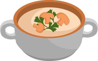 Pilzsuppe, Illustration, Vektor auf weißem Hintergrund