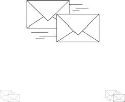 E-Mail-Antwort weiterleiten Geschäftskorrespondenz Brief fett und dünne schwarze Linie Symbolsatz vektor