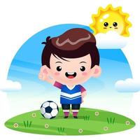 glad pojke med en fotboll vektor
