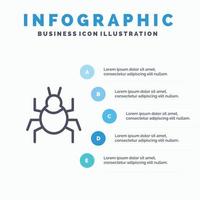 insekt natur virus indisk linje ikon med 5 steg presentation infographics bakgrund vektor