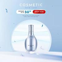 realistisk skönhet kosmetisk produkt för hud vård baner mall vektor