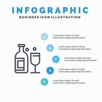 alkohol bar dryck whisky linje ikon med 5 steg presentation infographics bakgrund vektor