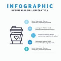 glas dryck kärlek bröllop linje ikon med 5 steg presentation infographics bakgrund vektor
