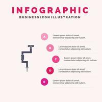 Bohrer Zimmermann Werkzeug Werkzeug gut solide Symbol Infografiken 5 Schritte Präsentationshintergrund vektor