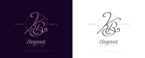 första brev k och b logotyp design med elegant och minimalistisk handstil stil. kb signatur logotyp vektor