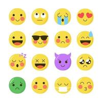 söt emoji uttryckssymboler ikon uppsättning vektor
