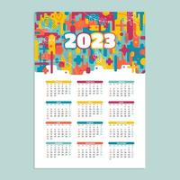 färgrik roligt abstrakt kalender 2023 mall vektor