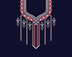 geometrisches ethnisches orientalisches muster traditionelles .blumenhalsketten-stickereidesign für modefrauen.hintergrund, tapete, kleidung und verpackung. vektor