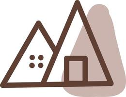 Dreieck braunes Gebäude, Illustration, Vektor auf weißem Hintergrund.