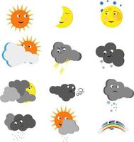 Wetter-Icon-Set, Illustration, Vektor auf weißem Hintergrund.