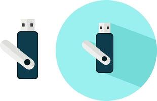 Blauer USB, Illustration, Vektor auf weißem Hintergrund.