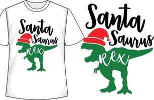 santa saurus rex weihnachtst-shirt design vektor