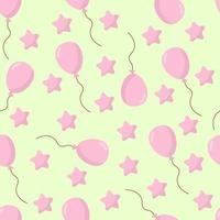 Nahtloser Hintergrund mit Partyballons in verschiedenen Farben, ideal für Babypartys.Luftballons Vektor nahtloses Muster. . design für wohnkultur, textilien, küchendekor. gelber Hintergrund