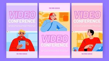videokonferenz, online-meeting-poster vektor