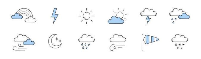 Sammlung von Wettervorhersage-Doodle-Symbolen vektor