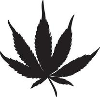 schwarzes Cannabisblatt. Silhouette von Cannabis vektor