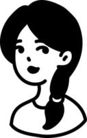 Mädchen mit ihrem Haar in einem französischen Zopf, Symbolillustration, Vektor auf weißem Hintergrund