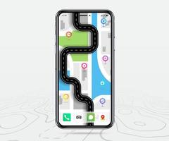 Karta gps navigering app ux ui begrepp, mobil Karta Ansökan, smartphone app Sök Karta navigering, teknologi Karta, stad navigering Kartor, stad gata, gps spårning, plats spårare, vektor