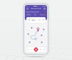 karte gps-navigations-app ux ui-konzept, mobile kartenanwendung, smartphone-app-suchkartennavigation, technologiekarte, stadtnavigationskarten, stadtstraße, gps-verfolgung, standortverfolgung, vektorillustration vektor