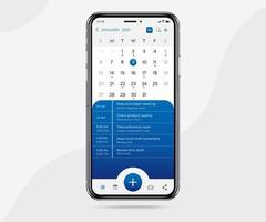 mobil app kalender planerare begrepp, utnämning kalender mall ui ux, smartphone kalender schema dagordning årlig planera möte Ansökan, kalender evenemang, aktivitet, händelse app, vektor telefon